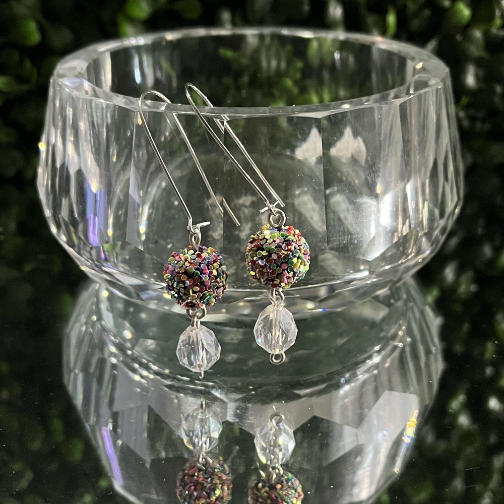 Confetti Crystal Dangle Statement Earrings - image 4
